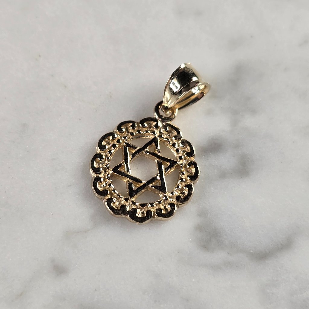 14k Gold Jewish Judaica Star Of David Charm Pendant, 1.4g E4804